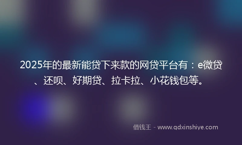 2025年的最新能贷下来款的网贷平台有：e微贷、还呗、好期贷、拉卡拉、小花钱包等。