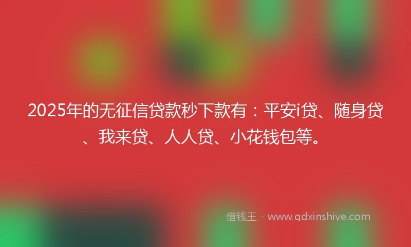 2025年的无征信贷款秒下款有：平安i贷、随身贷、我来贷、人人贷、小花钱包等。