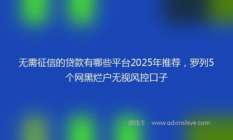 无需征信的贷款有哪些平台2025年推荐，罗列5个网黑烂户无视风控口子
