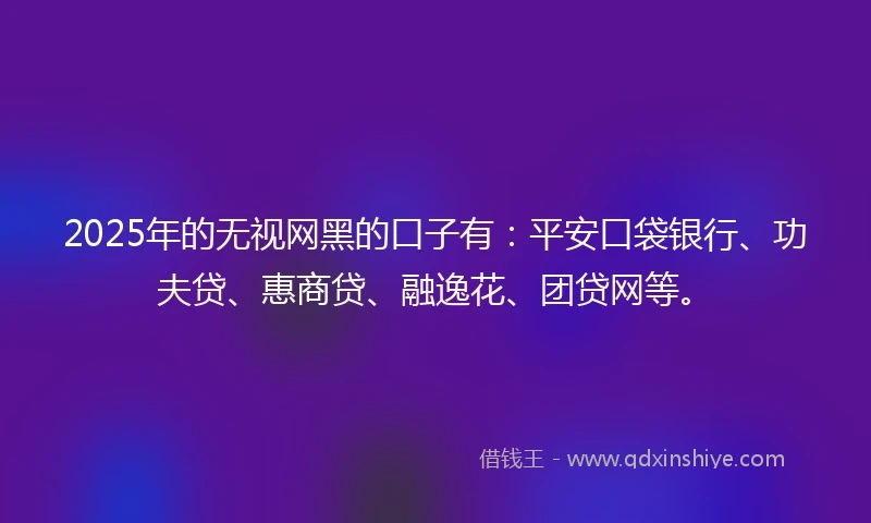 2025年的无视网黑的口子有：平安口袋银行、功夫贷、惠商贷、融逸花、团贷网等。