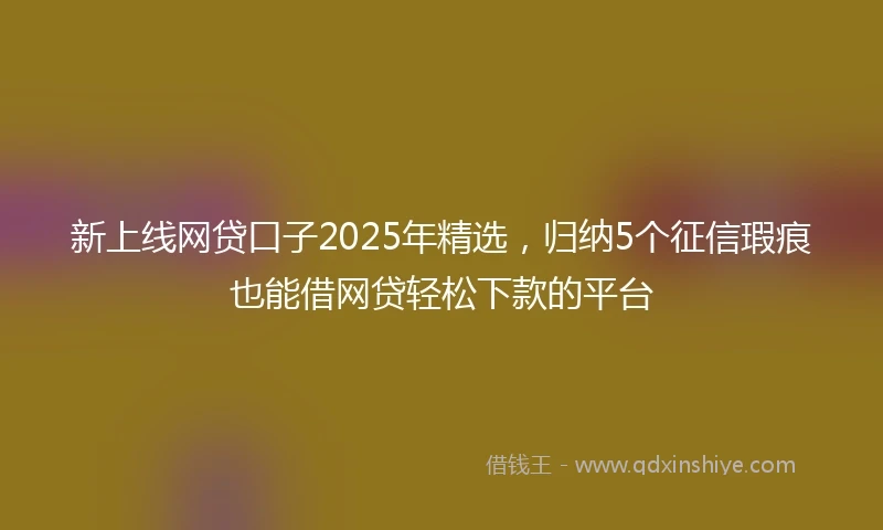 新上线网贷口子2025年精选，归纳5个征信瑕疵也能借网贷轻松下款的平台
