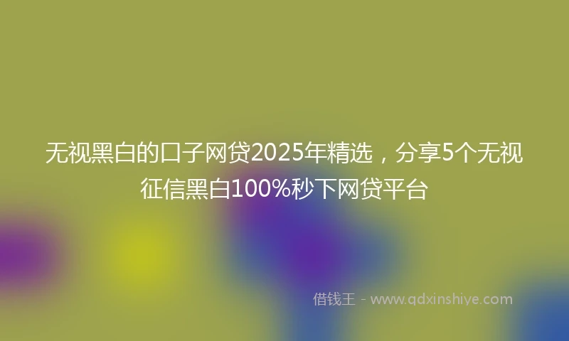 无视黑白的口子网贷2025年精选，分享5个无视征信黑白100%秒下网贷平台