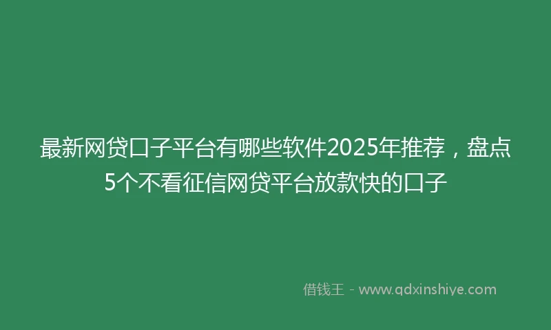 最新网贷口子平台有哪些软件2025年推荐，盘点5个不看征信网贷平台放款快的口子