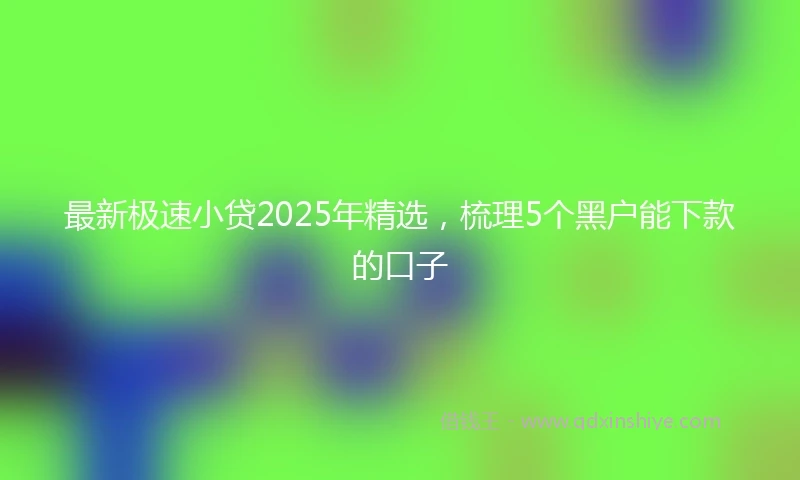 最新极速小贷2025年精选，梳理5个黑户能下款的口子