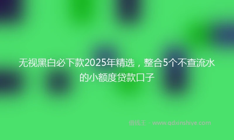 无视黑白必下款2025年精选，整合5个不查流水的小额度贷款口子