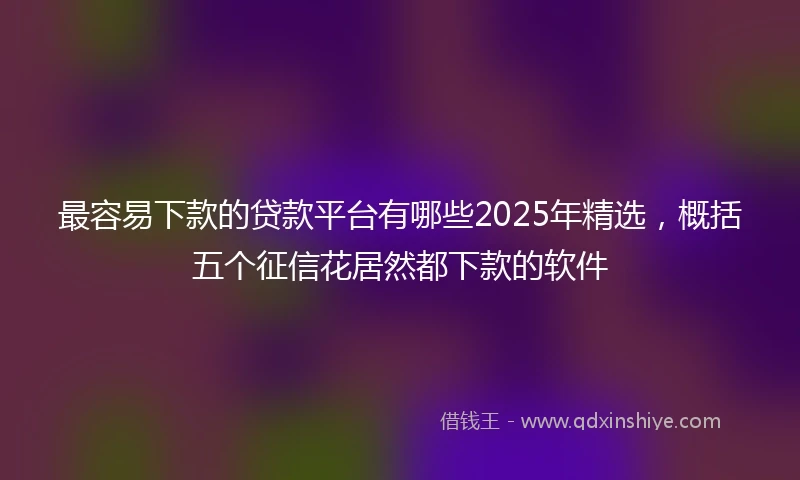 最容易下款的贷款平台有哪些2025年精选，概括五个征信花居然都下款的软件