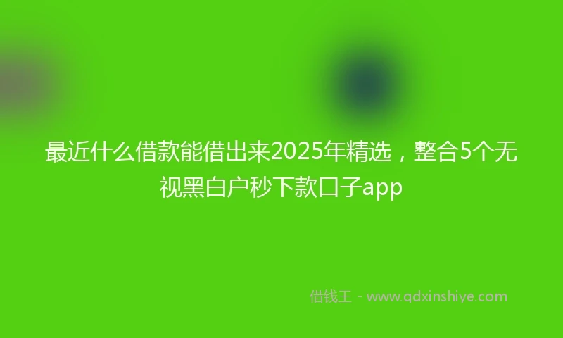 最近什么借款能借出来2025年精选,整合5个无视黑白户秒下款口子app