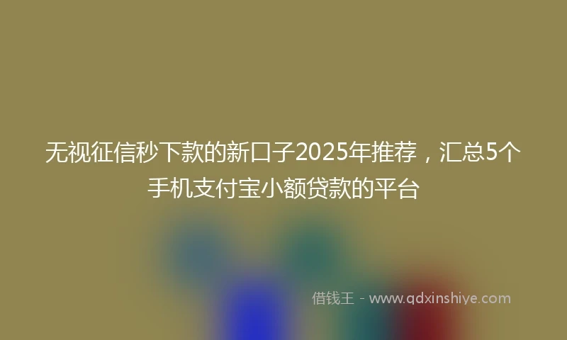 无视征信秒下款的新口子2025年推荐，汇总5个手机支付宝小额贷款的平台