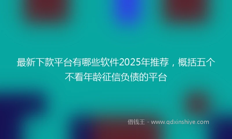 最新下款平台有哪些软件2025年推荐，概括五个不看年龄征信负债的平台
