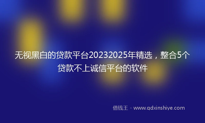 无视黑白的贷款平台20232025年精选，整合5个贷款不上诚信平台的软件