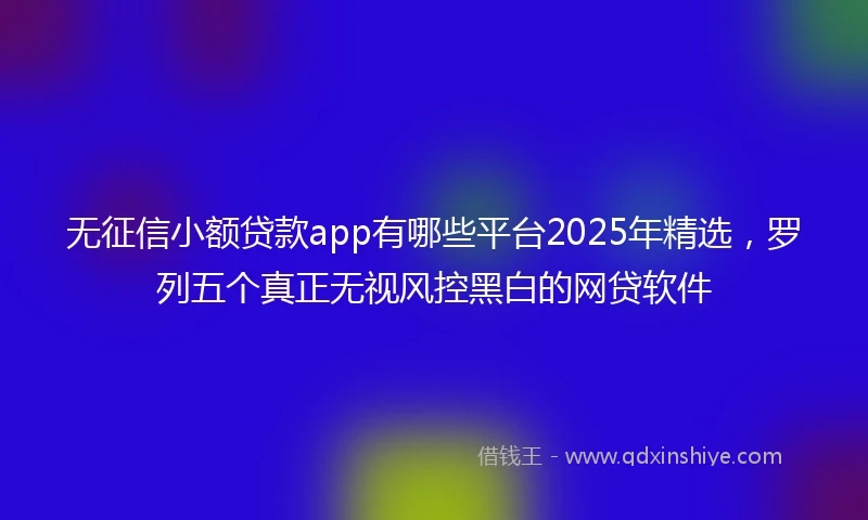无征信小额贷款app有哪些平台2025年精选，罗列五个真正无视风控黑白的网贷软件
