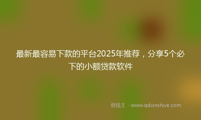 最新最容易下款的平台2025年推荐,分享5个必下的小额贷款软件
