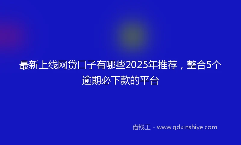 最新上线网贷口子有哪些2025年推荐，整合5个逾期必下款的平台