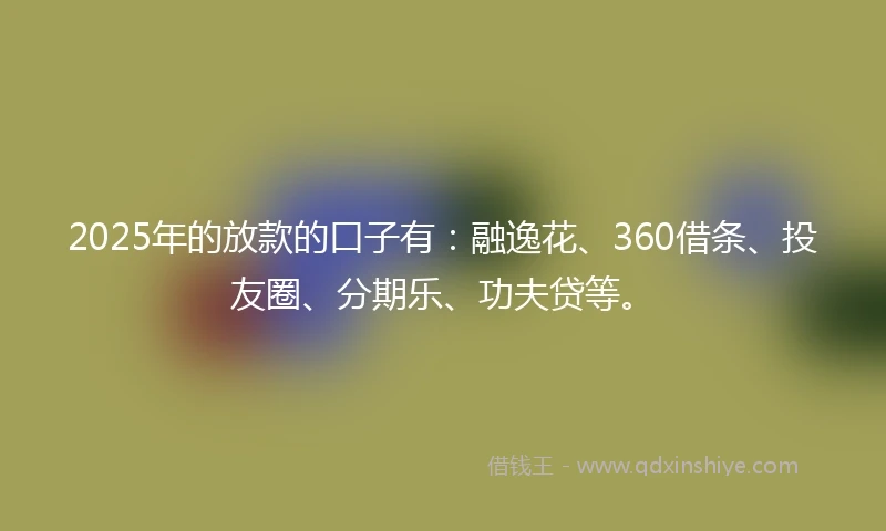 2025年的放款的口子有：融逸花、360借条、投友圈、分期乐、功夫贷等。