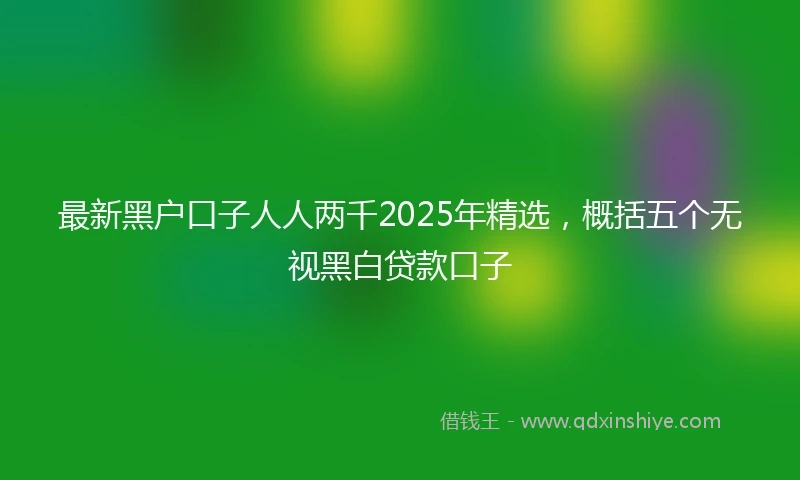 最新黑户口子人人两千2025年精选,概括五个无视黑白贷款口子