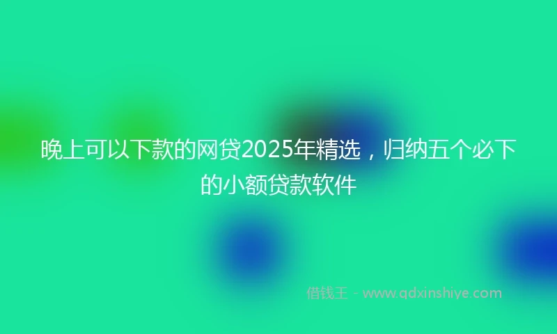 晚上可以下款的网贷2025年精选，归纳五个必下的小额贷款软件