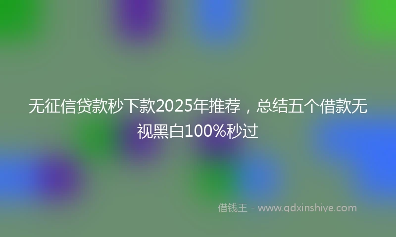 无征信贷款秒下款2025年推荐，总结五个借款无视黑白100%秒过