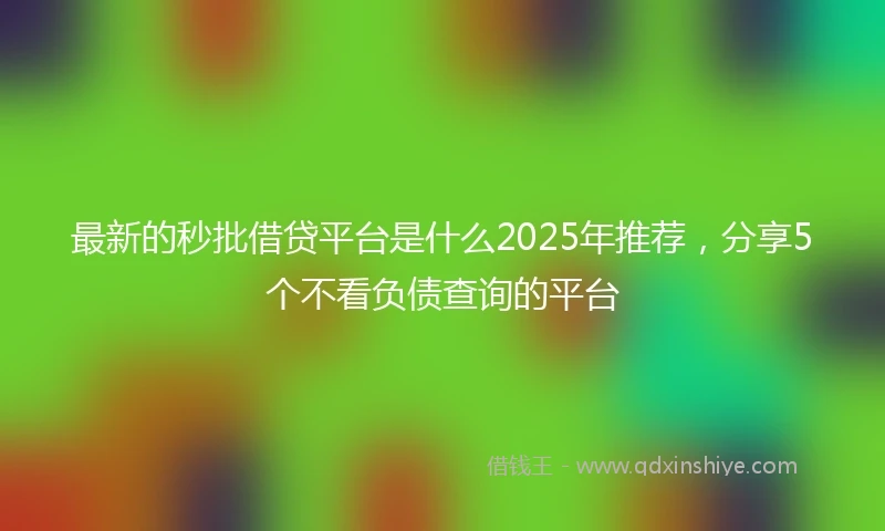 最新的秒批借贷平台是什么2025年推荐，分享5个不看负债查询的平台