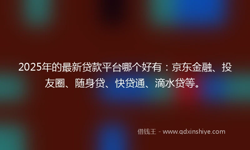 2025年的最新贷款平台哪个好有：京东金融、投友圈、随身贷、快贷通、滴水贷等。