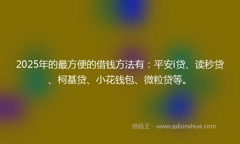 2025年的最方便的借钱方法有：平安i贷、读秒贷、柯基贷、小花钱包、微粒贷等。