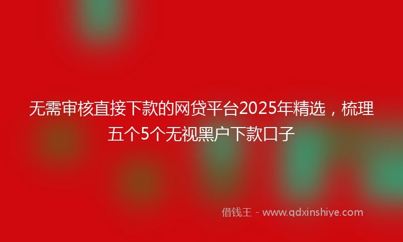 无需审核直接下款的网贷平台2025年精选，梳理五个5个无视黑户下款口子