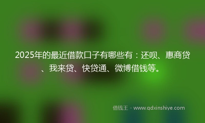 2025年的最近借款口子有哪些有：还呗、惠商贷、我来贷、快贷通、微博借钱等。