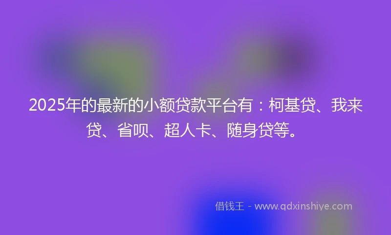 2025年的最新的小额贷款平台有：柯基贷、我来贷、省呗、超人卡、随身贷等。