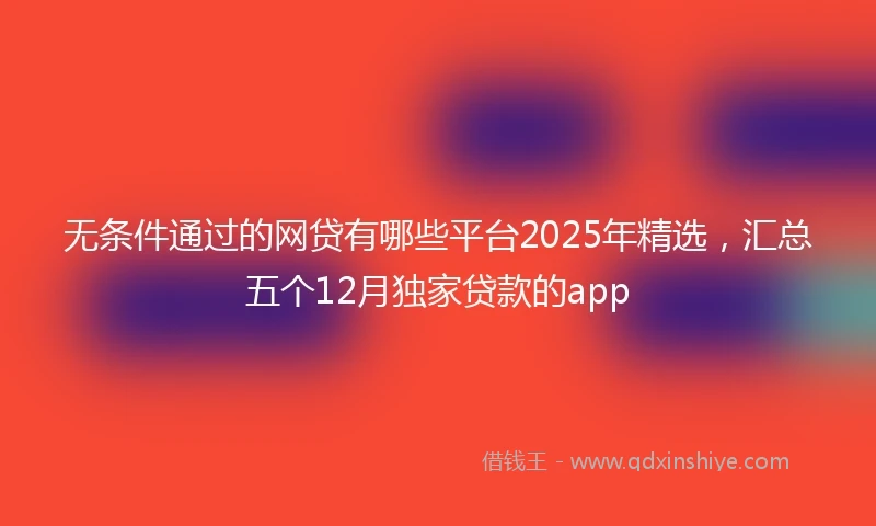无条件通过的网贷有哪些平台2025年精选，汇总五个12月独家贷款的app