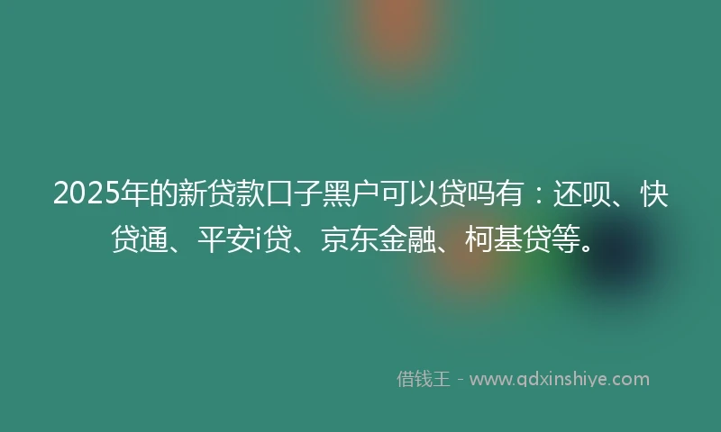 2025年的新贷款口子黑户可以贷吗有：还呗、快贷通、平安i贷、京东金融、柯基贷等。