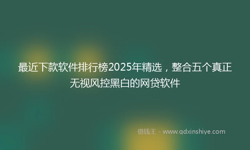 最近下款软件排行榜2025年精选,整合五个真正无视风控黑白的网贷软件