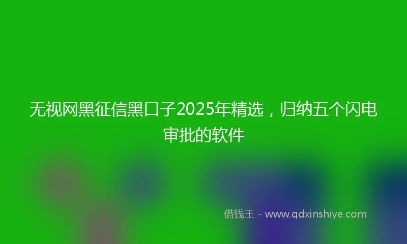 无视网黑征信黑口子2025年精选，归纳五个闪电审批的软件