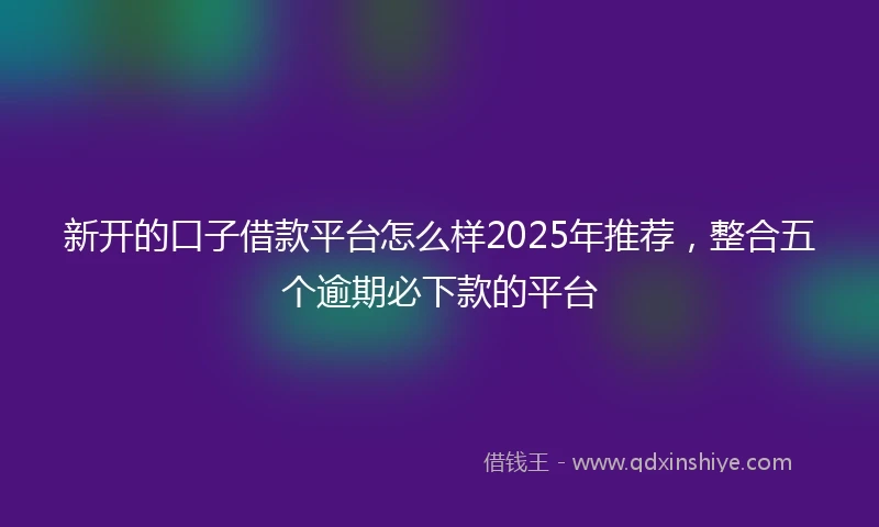新开的口子借款平台怎么样2025年推荐，整合五个逾期必下款的平台