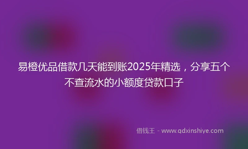 易橙优品借款几天能到账2025年精选，分享五个不查流水的小额度贷款口子
