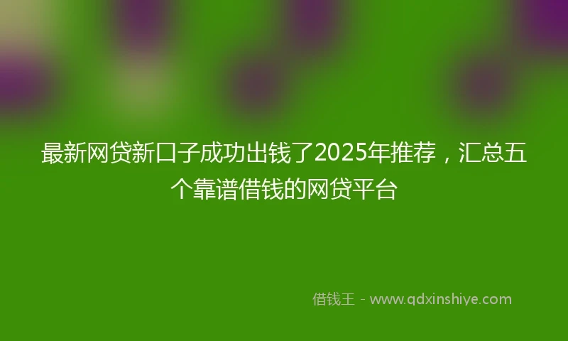 最新网贷新口子成功出钱了2025年推荐，汇总五个靠谱借钱的网贷平台