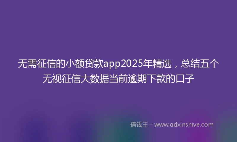 无需征信的小额贷款app2025年精选，总结五个无视征信大数据当前逾期下款的口子