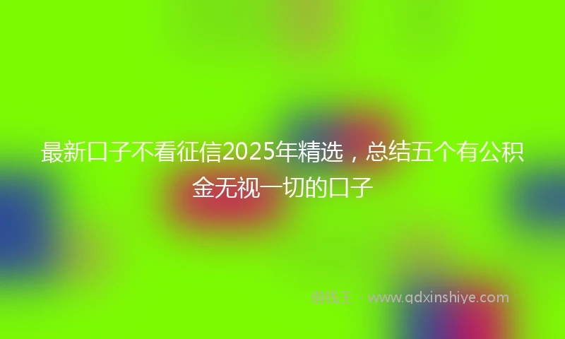 最新口子不看征信2025年精选，总结五个有公积金无视一切的口子