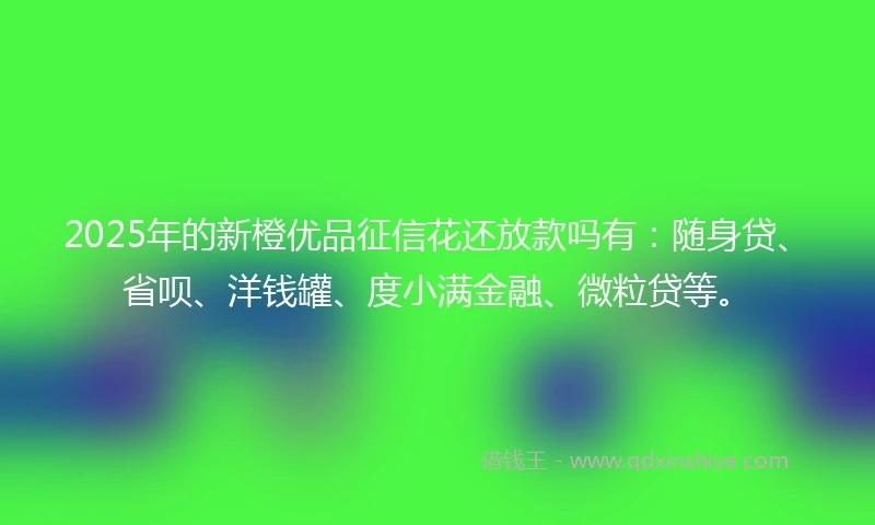 2025年的新橙优品征信花还放款吗有:随身贷、省呗、洋钱罐、度小满金融、微粒贷等。