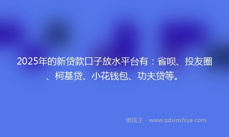 2025年的新贷款口子放水平台有：省呗、投友圈、柯基贷、小花钱包、功夫贷等。
