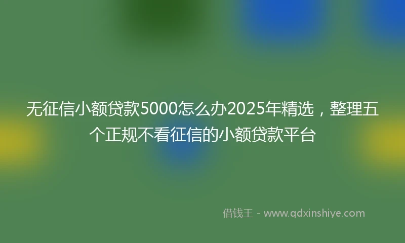 无征信小额贷款5000怎么办2025年精选，整理五个正规不看征信的小额贷款平台