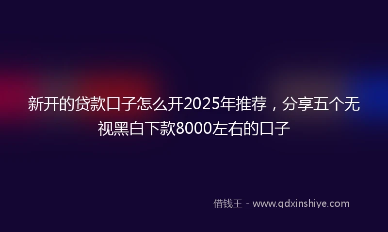 新开的贷款口子怎么开2025年推荐，分享五个无视黑白下款8000左右的口子