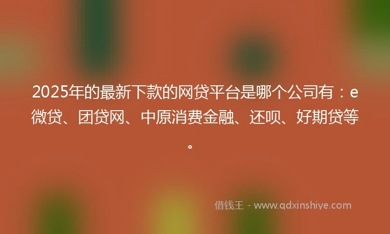 2025年的最新下款的网贷平台是哪个公司有：e微贷、团贷网、中原消费金融、还呗、好期贷等。