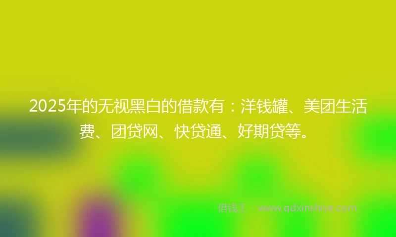 2025年的无视黑白的借款有：洋钱罐、美团生活费、团贷网、快贷通、好期贷等。