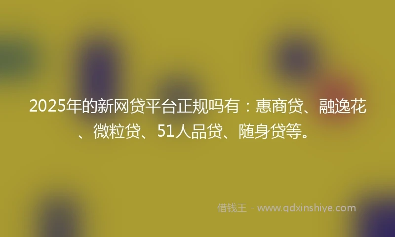2025年的新网贷平台正规吗有：惠商贷、融逸花、微粒贷、51人品贷、随身贷等。