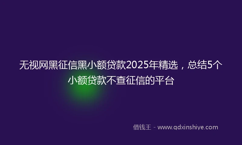 无视网黑征信黑小额贷款2025年精选，总结5个小额贷款不查征信的平台