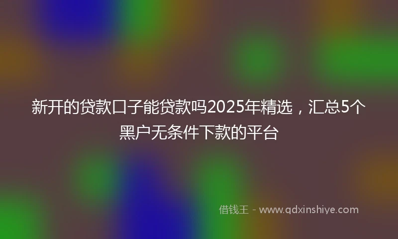 新开的贷款口子能贷款吗2025年精选，汇总5个黑户无条件下款的平台