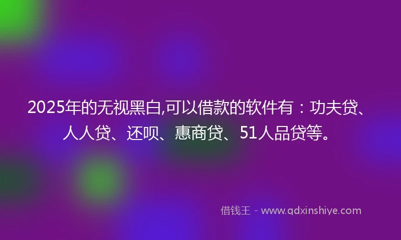 2025年的无视黑白,可以借款的软件有：功夫贷、人人贷、还呗、惠商贷、51人品贷等。
