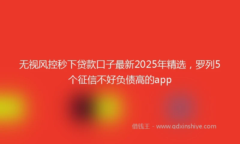 无视风控秒下贷款口子最新2025年精选,罗列5个征信不好负债高的app