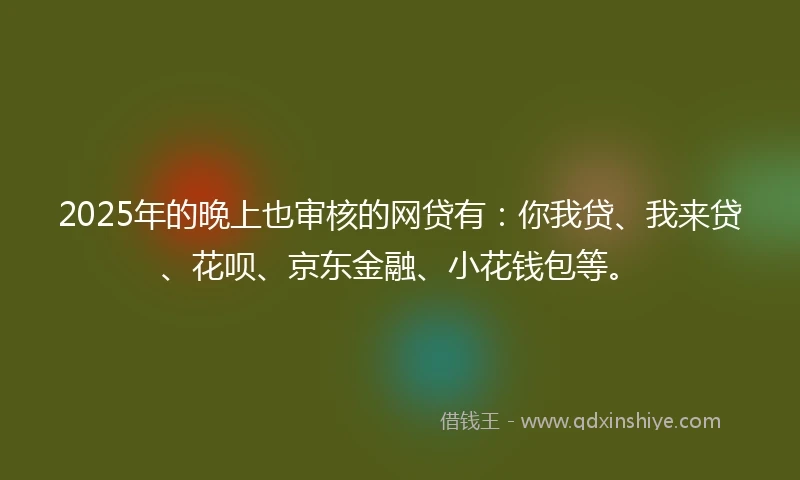 2025年的晚上也审核的网贷有：你我贷、我来贷、花呗、京东金融、小花钱包等。