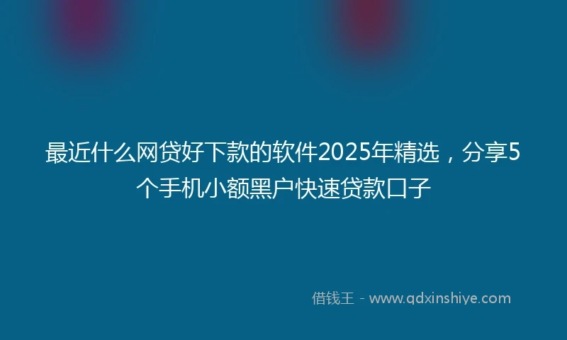 最近什么网贷好下款的软件2025年精选，分享5个手机小额黑户快速贷款口子
