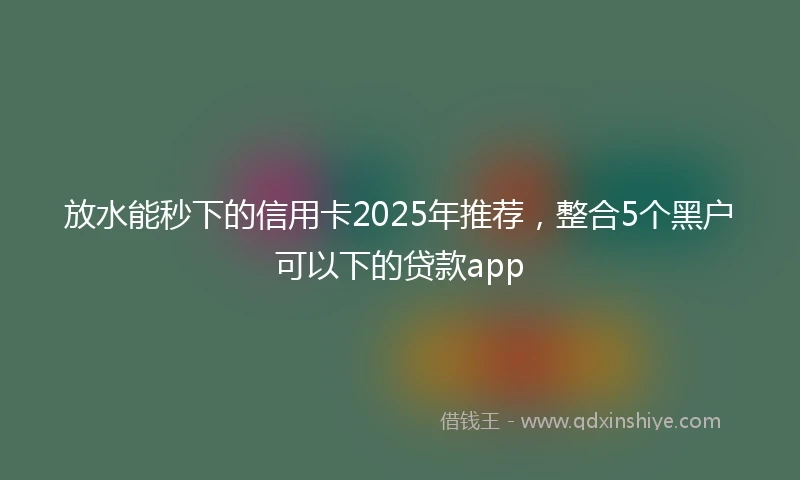 放水能秒下的信用卡2025年推荐，整合5个黑户可以下的贷款app